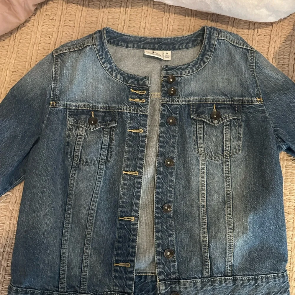 St. John's Bay Light Blue Denim Jacket - Collarless Style - Picture 1 of 3